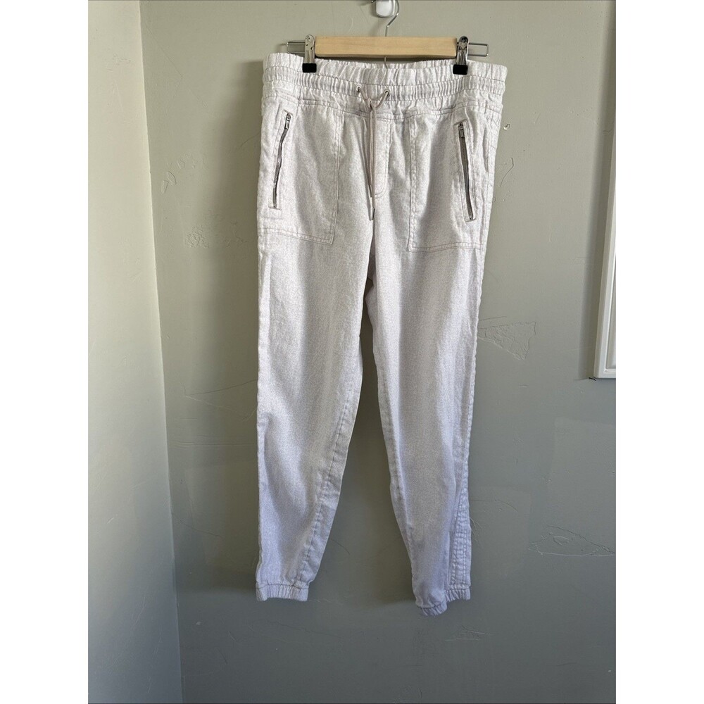 Athleta Cabo Size 8 Linen Pants Joggers Cream Drawstring Pockets